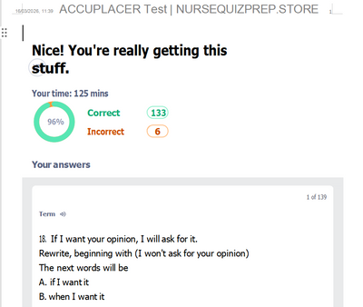 (Q&A) Accuplacer exam Actual Exam Quetions 2026/2027