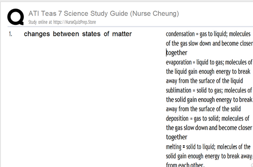 (New FlashCard) ATI Teas 7 Science Study Guide (Nurse Cheung) 289 Questions