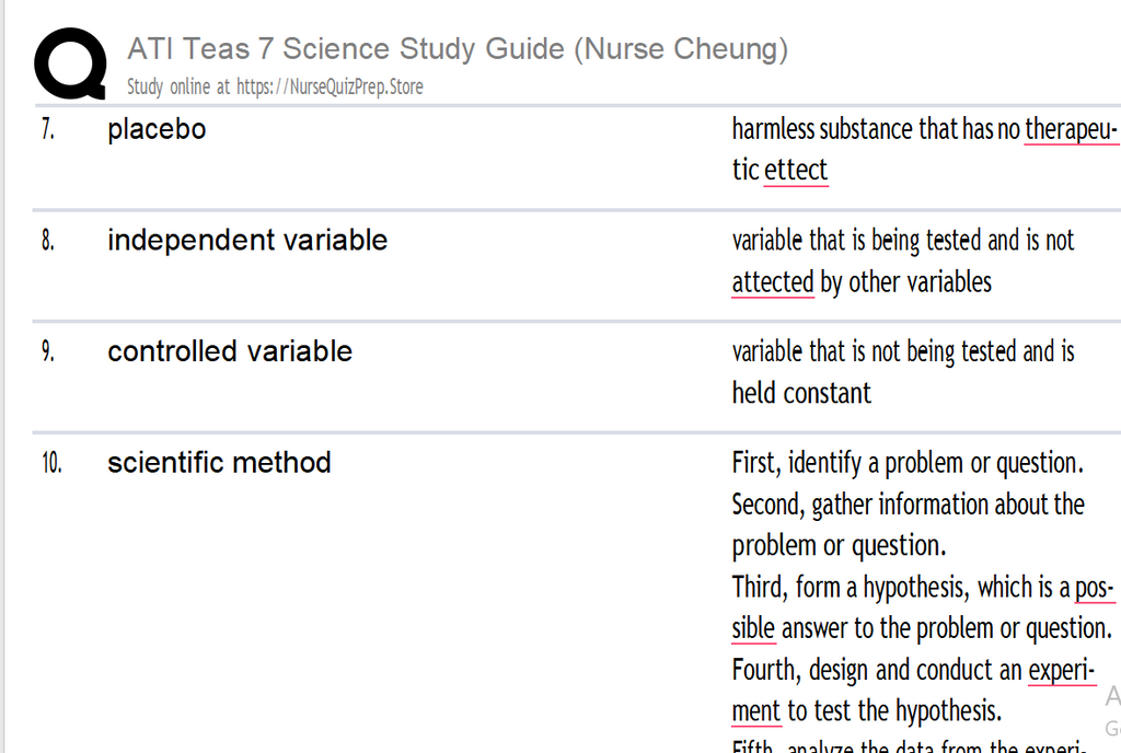 (New FlashCard) ATI Teas 7 Science Study Guide (Nurse Cheung) 289 Questions