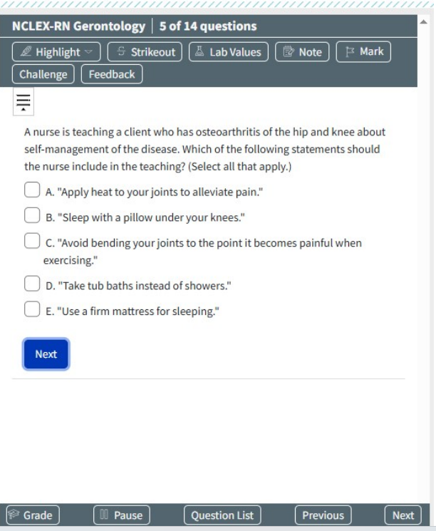 Gerontology-NCLEX RN Exam Prep 14 Questions
