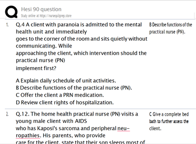 (Q&A) Hesi 90 question Med Surge