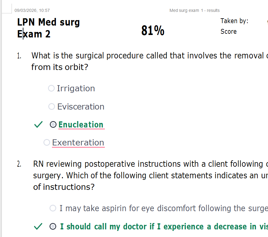 (Q&A) LPN Med Surg Proctored Exam2 146 Questions