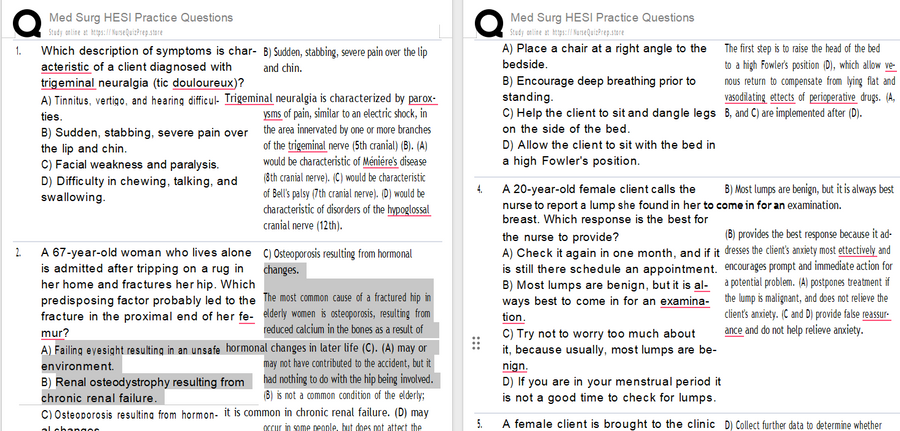 (Q&A) Med Surg HESI Practice 123 Questions