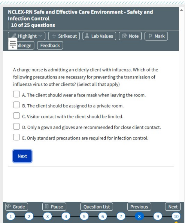 ATI NCLEX-RN Safe and Effective Care Environment Safety and Infection Control 114 Prep Quiz