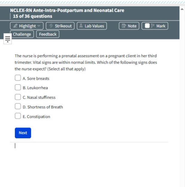 ATI NCLEX-RN Ante-Intra-Postpartum and Neonatal Care 36 Prep Questions
