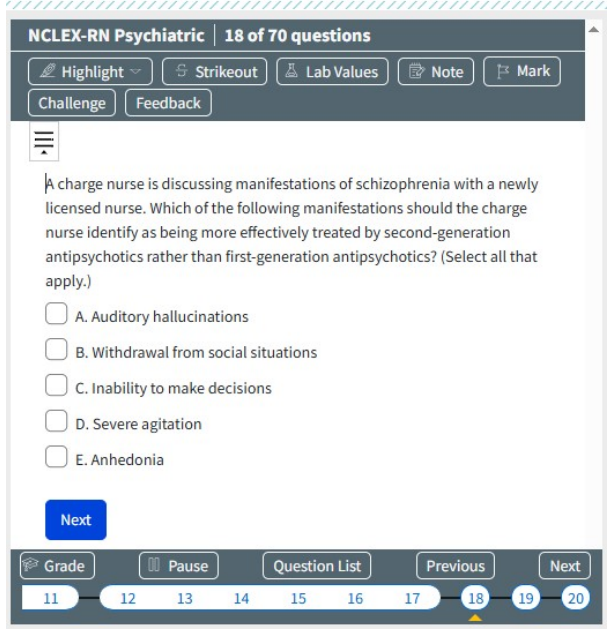 Psychiatric-ATI NCLEX RN Exam Prep 70 Questions