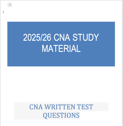 New: CNA WRITTEN TEST QUESTIONS 2026-60 Questions
