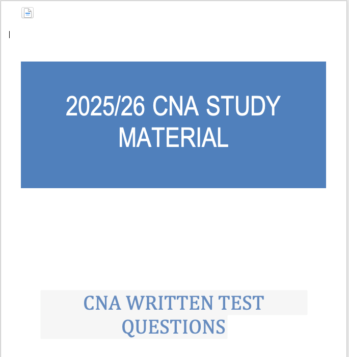 New: CNA WRITTEN TEST QUESTIONS 2026-60 Questions