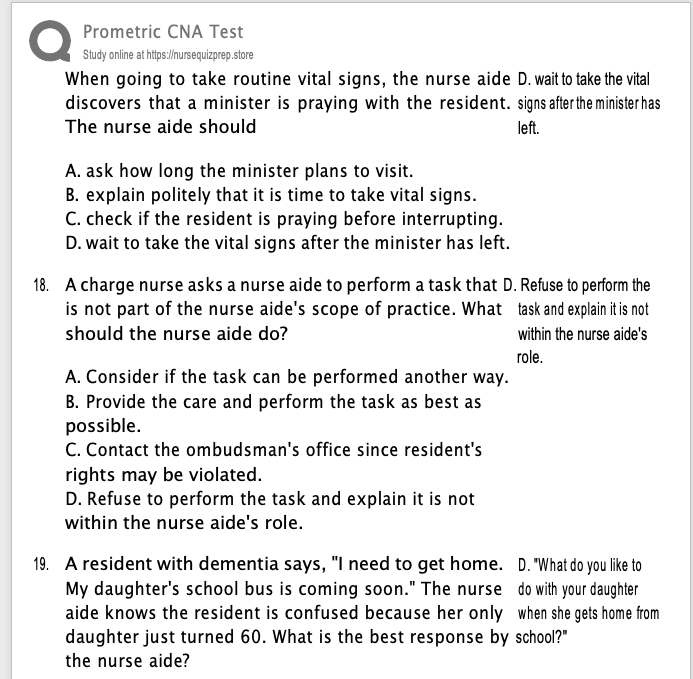 (New) Prometric CNA Test – December 2026 Practice 50 Questions