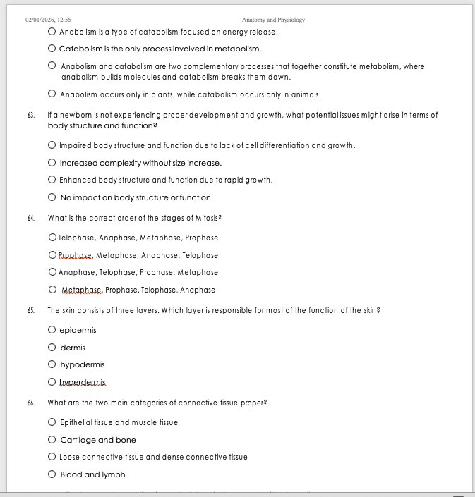 (New) Anatomy and Physiology General Fundamentals Prep Questions & Answers January 2026 Version