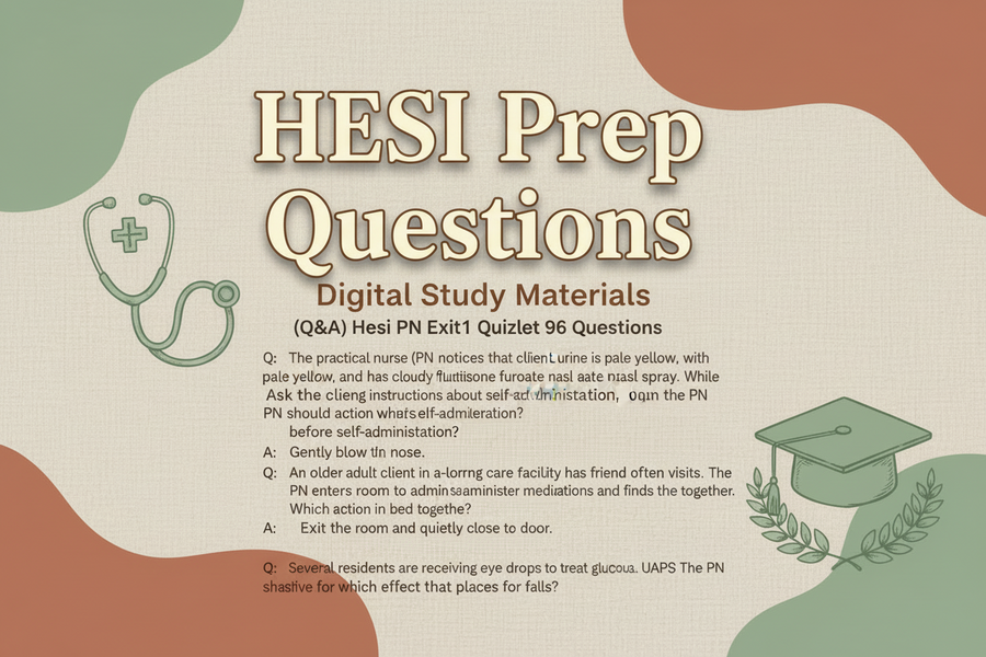 (Q&A) Hesi PN Exit1 Quizlet 96 questions